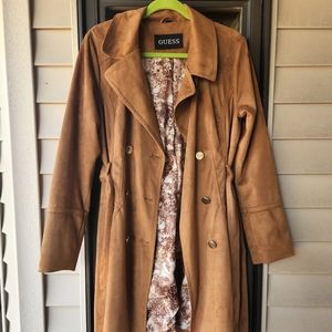 Guess Suede-like Brown Trench Coat